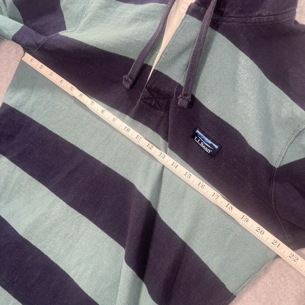 LL Bean Hoodie Sweatshirt Mens M Blue & Green Striped traditional fit - Picture 7 of 16